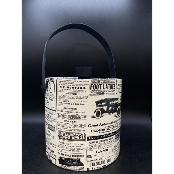 MCM Mad Men Ice Bucket Newspaper Advertising Irvinware USA Black White READ - Picture 2 of 12